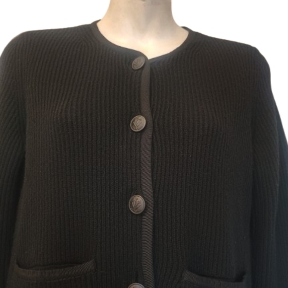 Rag & Bone Nancy Black Ribbed Cardigan Merino Wool Blend - Picture 4 of 11